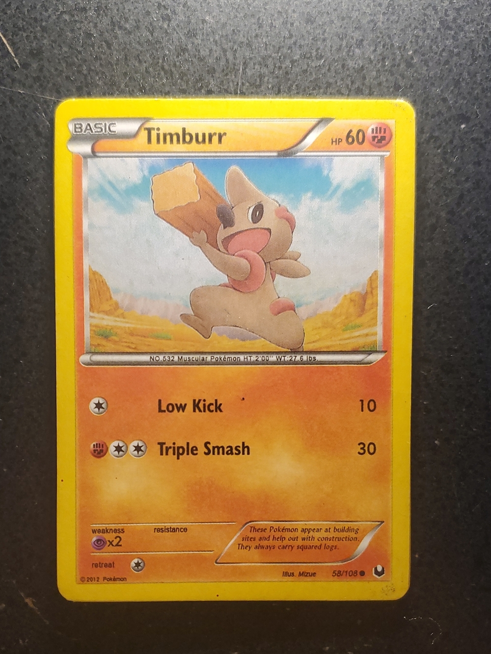 Timburr Trading Card — Yellow